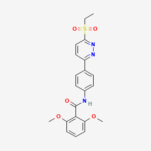 molecular formula C21H21N3O5S B2915166 N-(4-(6-(ethylsulfonyl)pyridazin-3-yl)phenyl)-2,6-dimethoxybenzamide CAS No. 921545-05-3