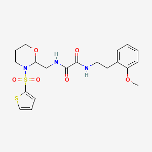 molecular formula C20H25N3O6S2 B2915184 N1-(2-methoxyphenethyl)-N2-((3-(thiophen-2-ylsulfonyl)-1,3-oxazinan-2-yl)methyl)oxalamide CAS No. 872986-79-3