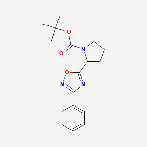 molecular formula C17H21N3O3 B2915214 Tert-butyl 2-(3-phenyl-1,2,4-oxadiazol-5-yl)pyrrolidine-1-carboxylate CAS No. 1824118-62-8