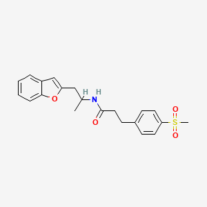 molecular formula C21H23NO4S B2915244 N-(1-(benzofuran-2-yl)propan-2-yl)-3-(4-(methylsulfonyl)phenyl)propanamide CAS No. 2034419-36-6