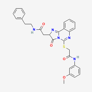 molecular formula C29H27N5O4S B2915257 N-(3-methoxyphenyl)-2-[(3-oxo-2-{[(2-phenylethyl)carbamoyl]methyl}-2H,3H-imidazo[1,2-c]quinazolin-5-yl)sulfanyl]acetamide CAS No. 959499-02-6
