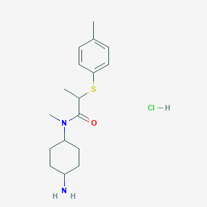 molecular formula C17H27ClN2OS B2915263 N-(4-Aminocyclohexyl)-N-methyl-2-(4-methylphenyl)sulfanylpropanamide;hydrochloride CAS No. 1588904-00-0
