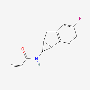 molecular formula C13H12FNO B2915265 N-{4-fluoro-1H,1aH,6H,6aH-cyclopropa[a]inden-1-yl}prop-2-enamide CAS No. 2176573-52-5