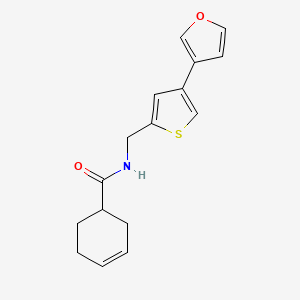 molecular formula C16H17NO2S B2915298 N-{[4-(furan-3-yl)thiophen-2-yl]methyl}cyclohex-3-ene-1-carboxamide CAS No. 2379998-11-3