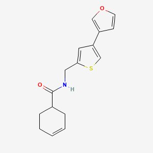 B2915298 N-[[4-(Furan-3-yl)thiophen-2-yl]methyl]cyclohex-3-ene-1-carboxamide CAS No. 2379998-11-3