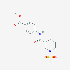 molecular formula C16H22N2O5S B2915309 Ethyl 4-(1-(methylsulfonyl)piperidine-3-carboxamido)benzoate CAS No. 878982-28-6