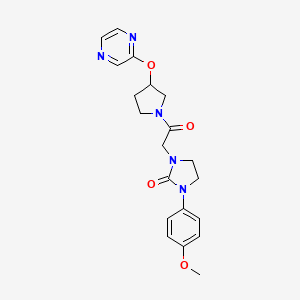 1-(4-Methoxyphenyl)-3-(2-oxo-2-(3-(pyrazin-2-yloxy)pyrrolidin-1-yl)ethyl)imidazolidin-2-one