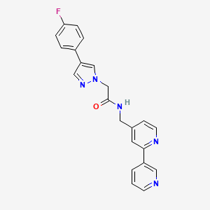 molecular formula C22H18FN5O B2915337 N-([2,3'-bipyridin]-4-ylmethyl)-2-(4-(4-fluorophenyl)-1H-pyrazol-1-yl)acetamide CAS No. 2034246-94-9