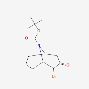 molecular formula C13H20BrNO3 B2915342 Tert-butyl 2-bromo-3-oxo-9-azabicyclo[3.3.1]nonane-9-carboxylate CAS No. 928056-16-0