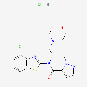 molecular formula C18H21Cl2N5O2S B2915343 N-(4-chloro-1,3-benzothiazol-2-yl)-1-methyl-N-[2-(morpholin-4-yl)ethyl]-1H-pyrazole-5-carboxamide hydrochloride CAS No. 1185028-86-7