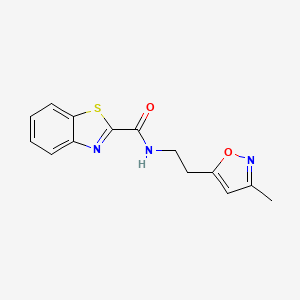 molecular formula C14H13N3O2S B2915348 N-[2-(3-METHYL-1,2-OXAZOL-5-YL)ETHYL]-1,3-BENZOTHIAZOLE-2-CARBOXAMIDE CAS No. 1421490-16-5