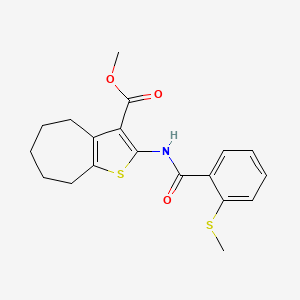 molecular formula C19H21NO3S2 B2915350 methyl 2-[2-(methylsulfanyl)benzamido]-4H,5H,6H,7H,8H-cyclohepta[b]thiophene-3-carboxylate CAS No. 896349-29-4