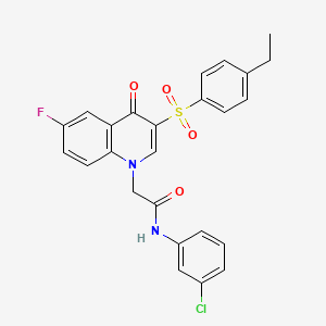 molecular formula C25H20ClFN2O4S B2915356 N-(3-chlorophenyl)-2-[3-(4-ethylbenzenesulfonyl)-6-fluoro-4-oxo-1,4-dihydroquinolin-1-yl]acetamide CAS No. 895650-34-7