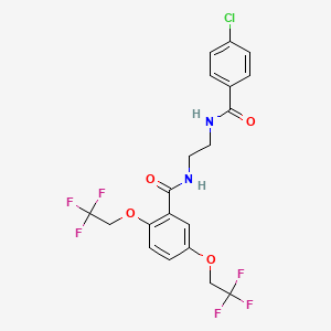 molecular formula C20H17ClF6N2O4 B2915365 N-[2-[(4-chlorobenzoyl)amino]ethyl]-2,5-bis(2,2,2-trifluoroethoxy)benzamide CAS No. 338404-42-5
