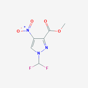 molecular formula C6H5F2N3O4 B2915381 methyl 1-(difluoromethyl)-4-nitro-1H-pyrazole-3-carboxylate CAS No. 1856041-44-5