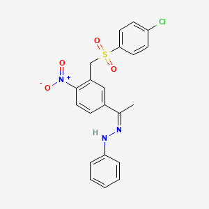 N-[(Z)-1-[3-[(4-chlorophenyl)sulfonylmethyl]-4-nitrophenyl]ethylideneamino]aniline