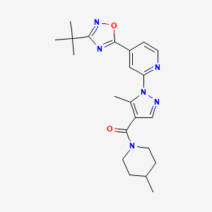 (1-{4-[3-(tert-butyl)-1,2,4-oxadiazol-5-yl]-2-pyridyl}-5-methyl-1H-pyrazol-4-yl)(4-methylpiperidino)methanone