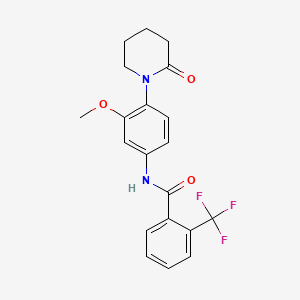 molecular formula C20H19F3N2O3 B2915413 N-[3-methoxy-4-(2-oxopiperidin-1-yl)phenyl]-2-(trifluoromethyl)benzamide CAS No. 941978-68-3