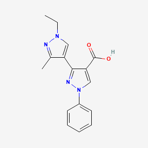 1'-ethyl-3'-methyl-1-phenyl-1H,1'H-3,4'-bipyrazole-4-carboxylic acid