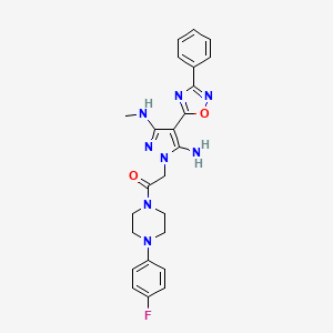 2-(5-amino-3-(methylamino)-4-(3-phenyl-1,2,4-oxadiazol-5-yl)-1H-pyrazol-1-yl)-1-(4-(4-fluorophenyl)piperazin-1-yl)ethanone