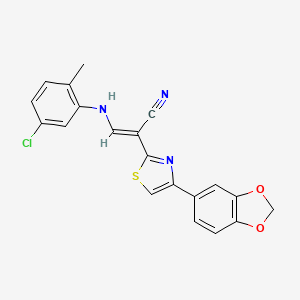 (2E)-2-[4-(1,3-benzodioxol-5-yl)-1,3-thiazol-2-yl]-3-[(5-chloro-2-methylphenyl)amino]prop-2-enenitrile
