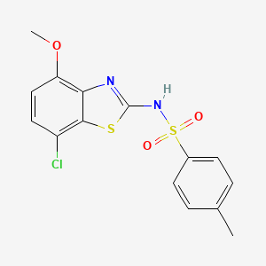 molecular formula C15H13ClN2O3S2 B2915449 N-(7-chloro-4-methoxybenzo[d]thiazol-2-yl)-4-methylbenzenesulfonamide CAS No. 955221-76-8