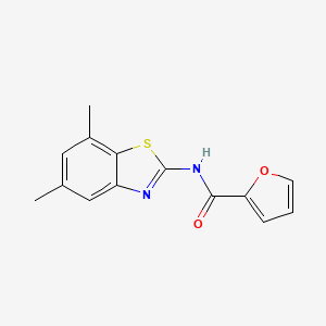 molecular formula C14H12N2O2S B2915455 N-(5,7-dimethyl-1,3-benzothiazol-2-yl)furan-2-carboxamide CAS No. 851080-75-6