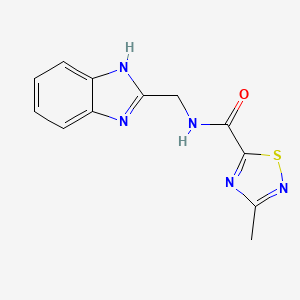 molecular formula C12H11N5OS B2915494 N-((1H-benzo[d]imidazol-2-yl)methyl)-3-methyl-1,2,4-thiadiazole-5-carboxamide CAS No. 1448134-56-2
