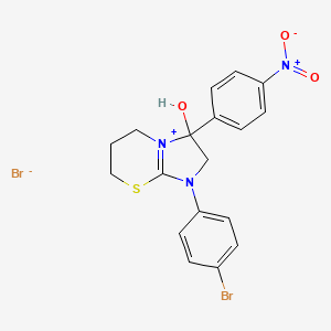 molecular formula C18H17Br2N3O3S B2915498 1-(4-bromophenyl)-3-hydroxy-3-(4-nitrophenyl)-3,5,6,7-tetrahydro-2H-imidazo[2,1-b][1,3]thiazin-1-ium bromide CAS No. 475091-65-7