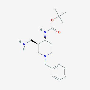 molecular formula C18H29N3O2 B2915501 rac-tert-butylN-[(3R,4R)-3-(aminomethyl)-1-benzylpiperidin-4-yl]carbamate,trans CAS No. 2460740-39-8