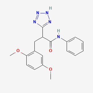 molecular formula C18H19N5O3 B2915503 3-(2,5-dimethoxyphenyl)-N-phenyl-2-(2H-tetrazol-5-yl)propanamide CAS No. 483995-12-6
