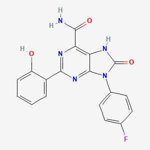 9-(4-fluorophenyl)-2-(2-hydroxyphenyl)-8-oxo-8,9-dihydro-7H-purine-6-carboxamide