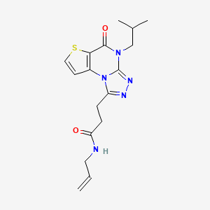 molecular formula C17H21N5O2S B2915507 N-allyl-3-(4-isobutyl-5-oxo-4,5-dihydrothieno[2,3-e][1,2,4]triazolo[4,3-a]pyrimidin-1-yl)propanamide CAS No. 1185098-39-8