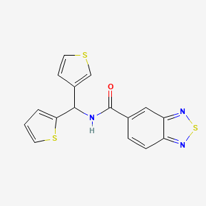 molecular formula C16H11N3OS3 B2915509 N-(thiophen-2-yl(thiophen-3-yl)methyl)benzo[c][1,2,5]thiadiazole-5-carboxamide CAS No. 2034332-40-4