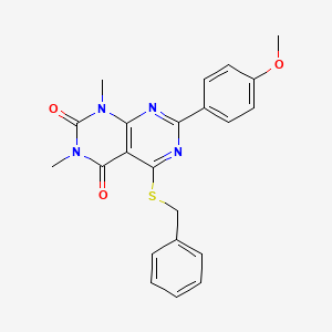 molecular formula C22H20N4O3S B2915510 5-(benzylthio)-7-(4-methoxyphenyl)-1,3-dimethylpyrimido[4,5-d]pyrimidine-2,4(1H,3H)-dione CAS No. 896677-70-6
