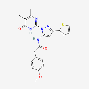 N-(1-(4,5-Dimethyl-6-oxo-1,6-dihydropyrimidin-2-yl)-3-(thiophen-2-yl)-1H-pyrazol-5-yl)-2-(4-methoxyphenyl)acetamide