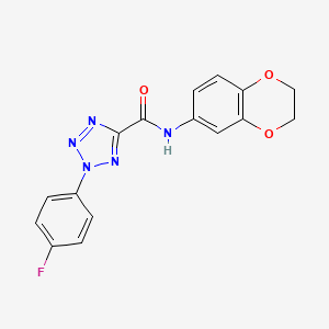 molecular formula C16H12FN5O3 B2915536 N-(2,3-dihydro-1,4-benzodioxin-6-yl)-2-(4-fluorophenyl)-2H-1,2,3,4-tetrazole-5-carboxamide CAS No. 1396843-81-4