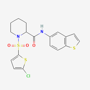 molecular formula C18H17ClN2O3S3 B2915547 N-(1-benzothiophen-5-yl)-1-[(5-chlorothiophen-2-yl)sulfonyl]piperidine-2-carboxamide CAS No. 1099755-43-7