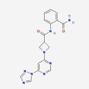 1-(6-(1H-1,2,4-triazol-1-yl)pyrimidin-4-yl)-N-(2-carbamoylphenyl)azetidine-3-carboxamide
