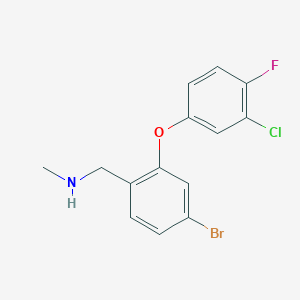 molecular formula C14H12BrClFNO B2915573 {[4-Bromo-2-(3-chloro-4-fluorophenoxy)phenyl]methyl}(methyl)amine CAS No. 1275536-49-6