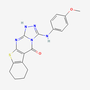 molecular formula C18H17N5O2S B2915590 3-((4-methoxyphenyl)amino)-6,7,8,9-tetrahydrobenzo[4,5]thieno[2,3-d][1,2,4]triazolo[4,3-a]pyrimidin-5(1H)-one CAS No. 880799-39-3