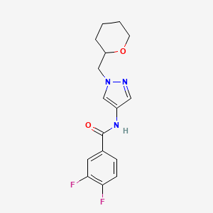 molecular formula C16H17F2N3O2 B2915602 3,4-difluoro-N-(1-((tetrahydro-2H-pyran-2-yl)methyl)-1H-pyrazol-4-yl)benzamide CAS No. 2034556-67-5