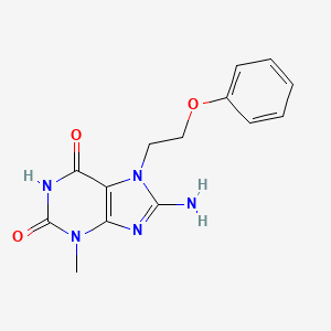 molecular formula C14H15N5O3 B2915611 8-amino-3-methyl-7-(2-phenoxyethyl)-3,7-dihydro-1H-purine-2,6-dione CAS No. 476481-51-3
