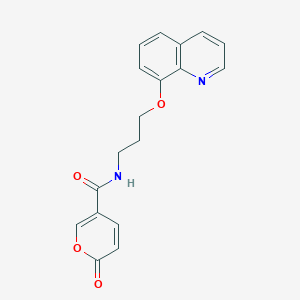 molecular formula C18H16N2O4 B2915614 2-oxo-N-(3-(quinolin-8-yloxy)propyl)-2H-pyran-5-carboxamide CAS No. 1235233-06-3