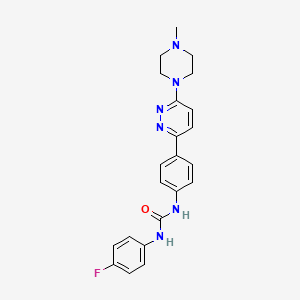 molecular formula C22H23FN6O B2915626 1-(4-Fluorophenyl)-3-(4-(6-(4-methylpiperazin-1-yl)pyridazin-3-yl)phenyl)urea CAS No. 1020975-33-0