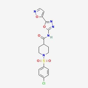 1-((4-chlorophenyl)sulfonyl)-N-(5-(isoxazol-5-yl)-1,3,4-oxadiazol-2-yl)piperidine-4-carboxamide
