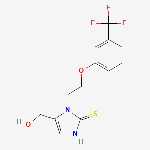 molecular formula C13H13F3N2O2S B2915672 (2-硫代基-1-{2-[3-(三氟甲基)苯氧基]乙基}-1H-咪唑-5-基)甲醇 CAS No. 338794-79-9