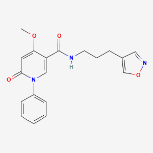 molecular formula C19H19N3O4 B2915674 N-(3-(isoxazol-4-yl)propyl)-4-methoxy-6-oxo-1-phenyl-1,6-dihydropyridine-3-carboxamide CAS No. 1903333-30-1