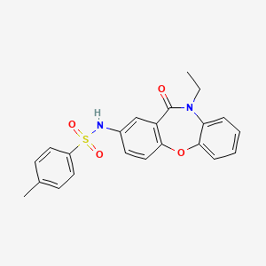 molecular formula C22H20N2O4S B2915679 N-(10-乙基-11-氧代-10,11-二氢二苯并[b,f][1,4]恶杂环庚-2-基)-4-甲基苯磺酰胺 CAS No. 922136-82-1