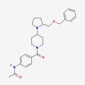 molecular formula C26H33N3O3 B2915683 N-(4-(4-(2-((benzyloxy)methyl)pyrrolidin-1-yl)piperidine-1-carbonyl)phenyl)acetamide CAS No. 2034442-63-0